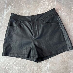 Sanctuary Black High-Waist Faux Leather Shorts